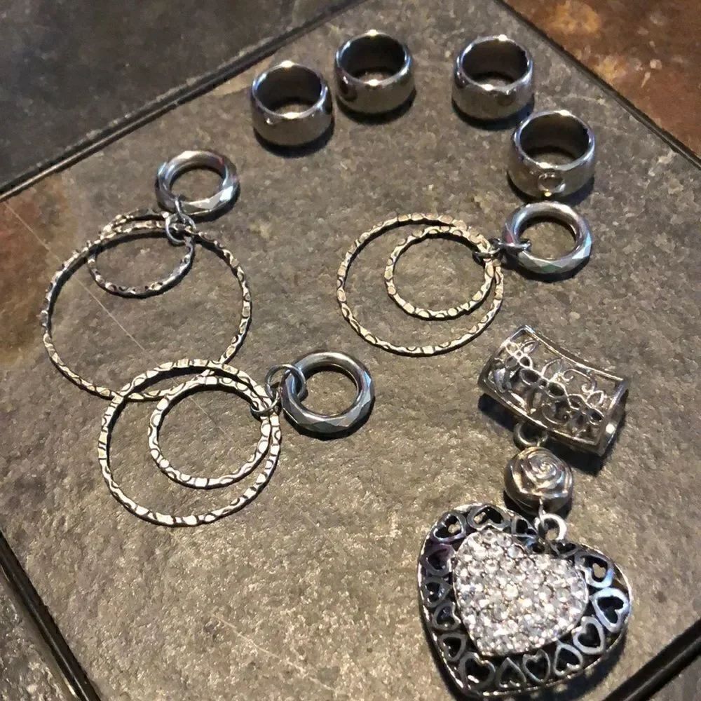 8 piece metal & silver plastic scarf accessories rings set #2
